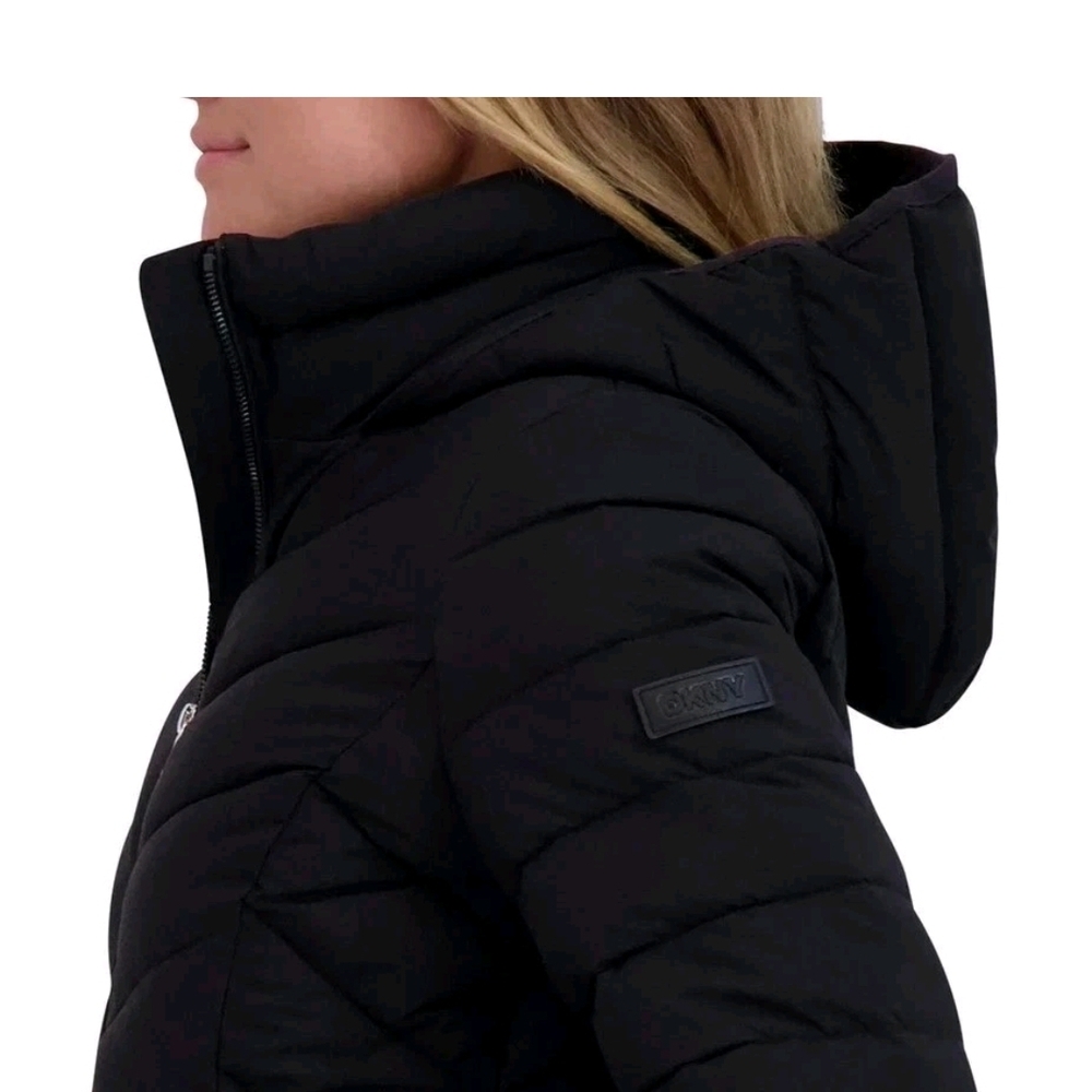 DKNY Women's Black Puffer Jacket - Picture 4 of 4